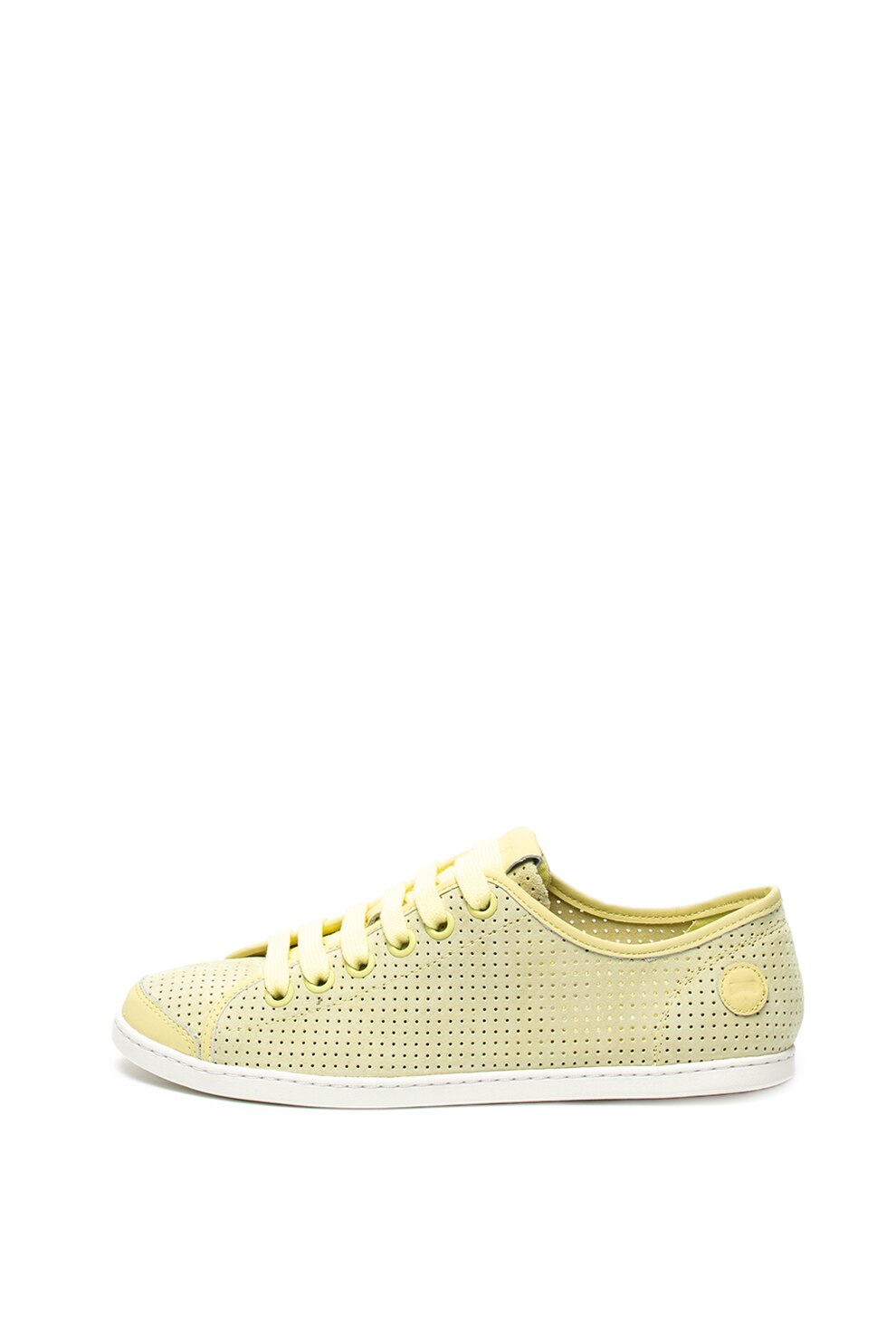 Camper, Pantofi sport de piele intoarsa cu perforatii Uno, galben pal, 39